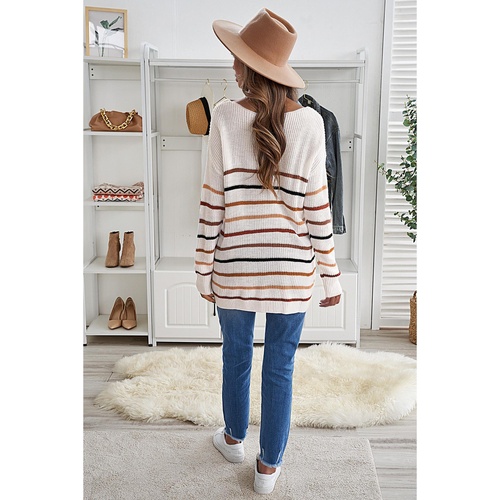 Multicolor Striped Knit Sweater - 2XL - Main Image