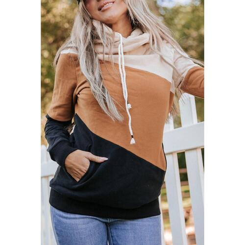 Azura Exchange Cozy Colorblock Hoodie with Side Pockets - L - Main Image