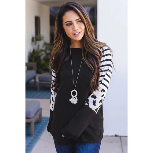 Azura Exchange Animal Print Colorblock Long Sleeve Top - XL - Main Image