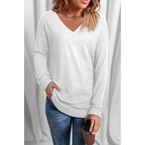 Azura Exchange V Neck Long Sleeve Knit Top - S - Main Image