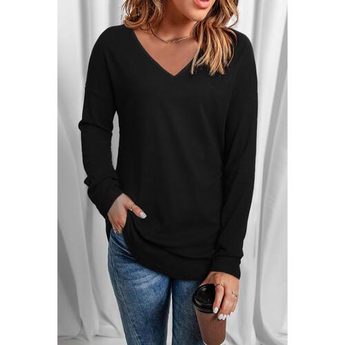 Azura Exchange V Neck Long Sleeve Knit Top - M - Main Image