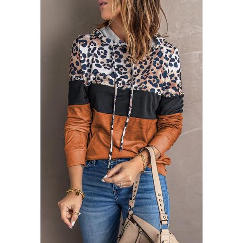 Azura Exchange Leopard Tie Dye Colorblock Hoodie - L - Main Image