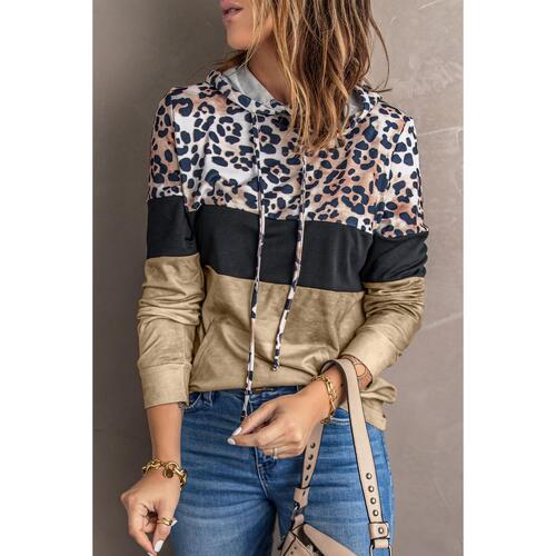 Azura Exchange Leopard Tie Dye Colorblock Hoodie - L - Main Image
