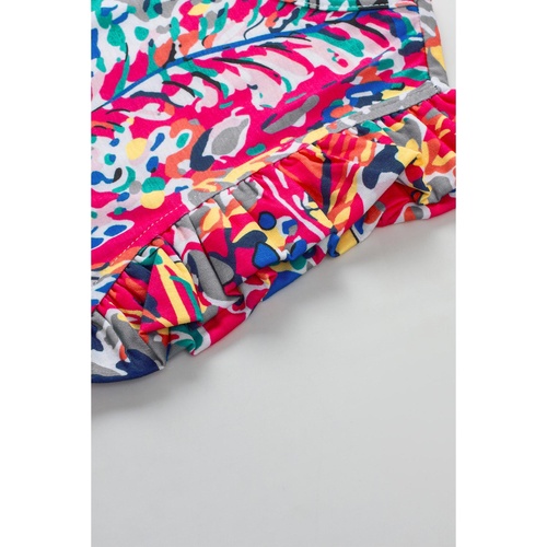 Rose Floral Print Tank Top with Ruffles - L - Main Image