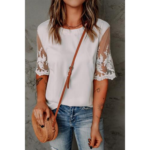 Azura Exchange Lace Sleeve Patchwork Top - S - Main Image