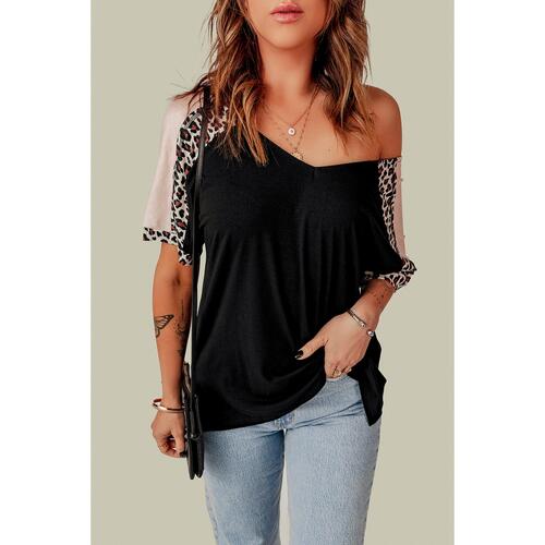 Azura Exchange Leopard Sleeve Top - XL - Main Image
