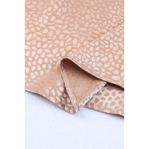 Pink Sleeveless Tie Mock Neck Leopard Tank Top - L - Main Image