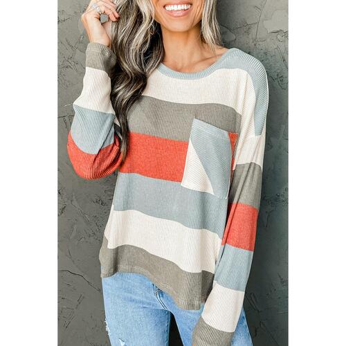 Azura Exchange Ribbed Knit Top with Pocket - 2XL - Main Image