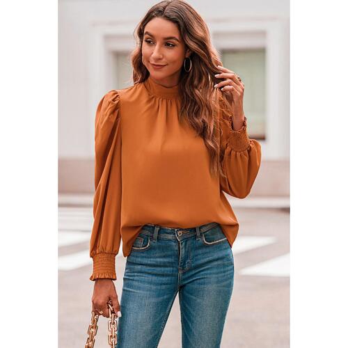 Azura Exchange Long Sleeve Mock Neck Chiffon Blouse - XL - Main Image