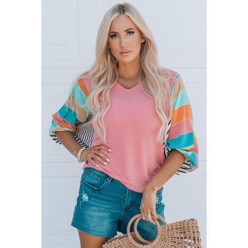 Azura Exchange Color Block Bubble Sleeve Top - M - Main Image