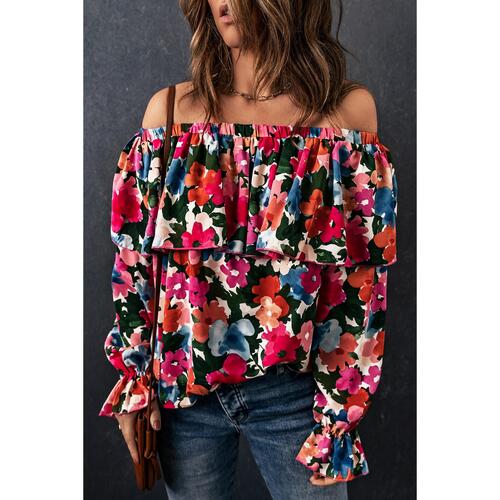 Azura Exchange Floral Print Off Shoulder Blouse - S - Main Image