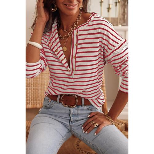 Azura Exchange Ruffled Striped Long Sleeve Top - S - Main Image