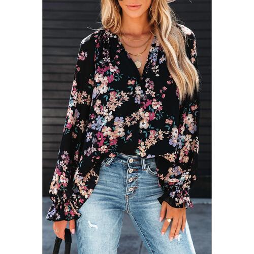 Azura Exchange Wildflower Print Chiffon Blouse - XL - Main Image