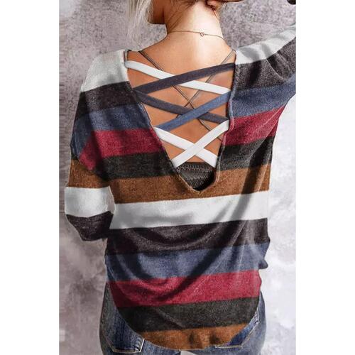 Azura Exchange Crisscross Back Long Sleeve Top - S - Main Image