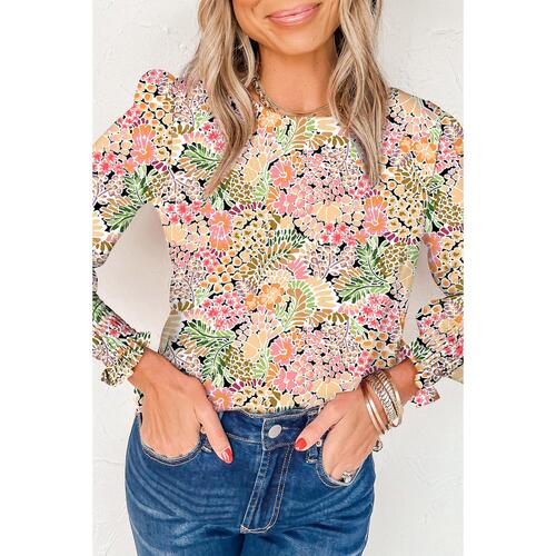 Azura Exchange Floral Print Puff Sleeve Blouse - M - Main Image