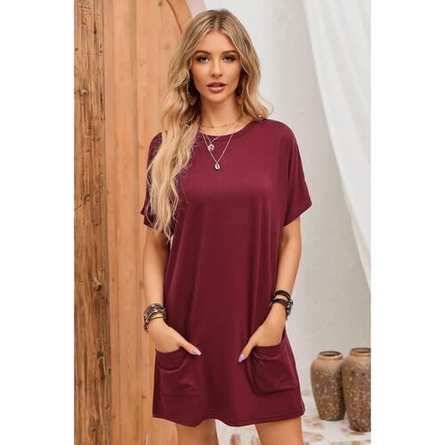 Azura Exchange Short Sleeve Tunic Top with Side Pockets - S - Main Image
