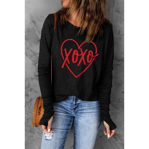Azura Exchange Heart Shaped Print Long Sleeve Top - M - Main Image