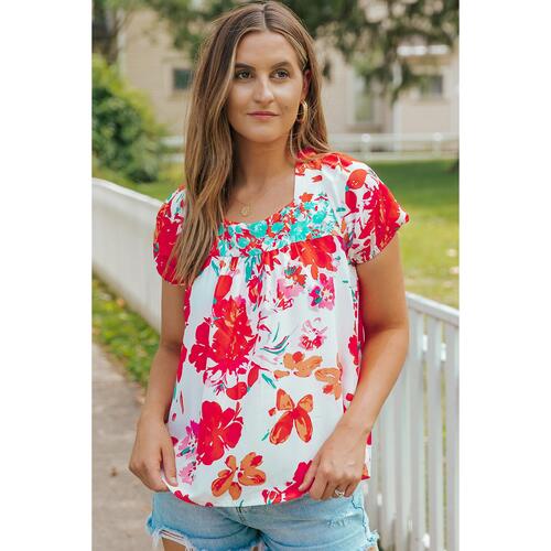 Azura Exchange Embroidered Square Neck Blouse - L - Main Image