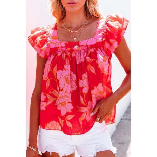 Azura Exchange Ruffle Sleeve Floral Blouse - L - Main Image