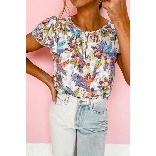 Azura Exchange Buttoned Ruffled Sleeve Blouse - S - Main Image