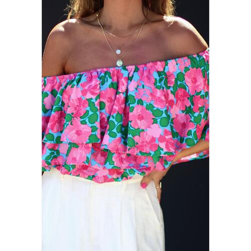 Azura Exchange Off-Shoulder Tiered Ruffle Blouse - L - Main Image
