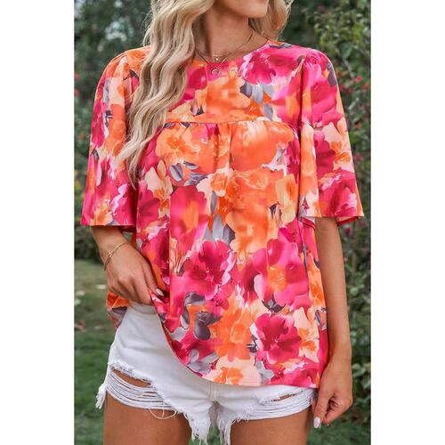 Azura Exchange Wide Sleeve Floral Print Blouse - L - Main Image
