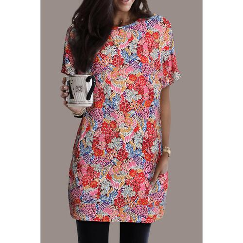 Azura Exchange Boho Flower Print Tunic Top - S - Main Image