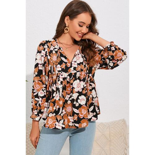 Azura Exchange Floral Print 3/4 Sleeve Blouse - M - Main Image