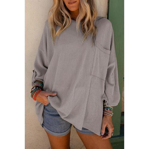 Azura Exchange Oversized Ribbed Knit Roll-tab Sleeve Top - M - Main Image