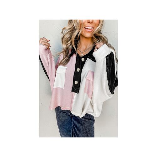 Azura Exchange Colorblock Flap Pockets Henley Collared Top - 2XL - Main Image