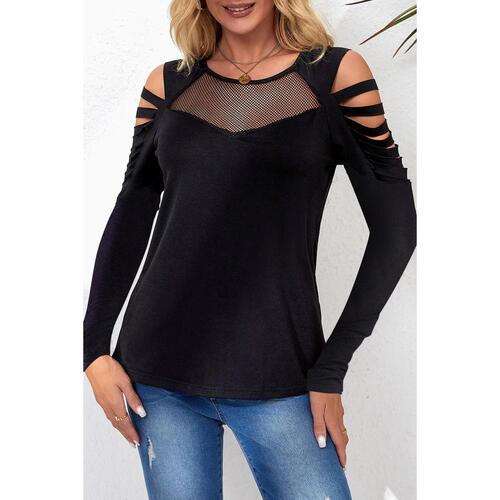 Azura Exchange Mesh Patch Ripped Long Sleeve Top - S - Main Image