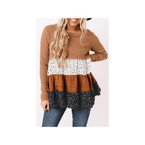 Azura Exchange Ribbed Tiered Ruffled Flowy Top - M - Main Image