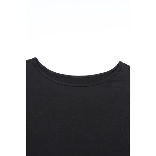 Black Asymmetrical Cut Out Buttoned Long Sleeve Top - M - Main Image