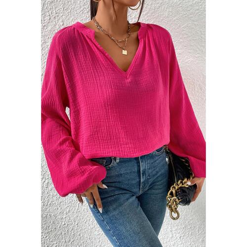 Azura Exchange Crinkle Puff Sleeve Blouse - L - Main Image