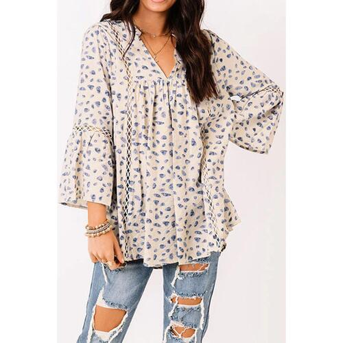 Azura Exchange Leopard Lace Trim Babydoll Blouse - XL - Main Image