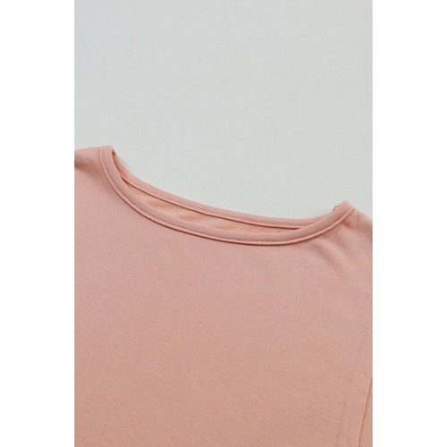 Crinkle Splicing Raw Hem High Low Oversized Blouse - M - Main Image