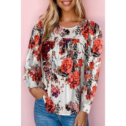 Azura Exchange Retro Floral Long Sleeve Blouse - M - Main Image