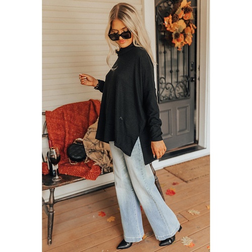 Black Cowl Neck Shift Tunic Top - M - Main Image