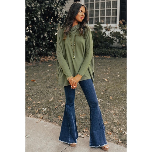 Jungle Green Cowl Neck Shift Tunic Top - L - Main Image