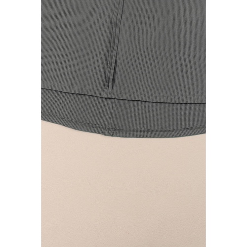 Gray Exposed Seam Patchwork Bubble Sleeve Waffle Knit Top - M - Main Image
