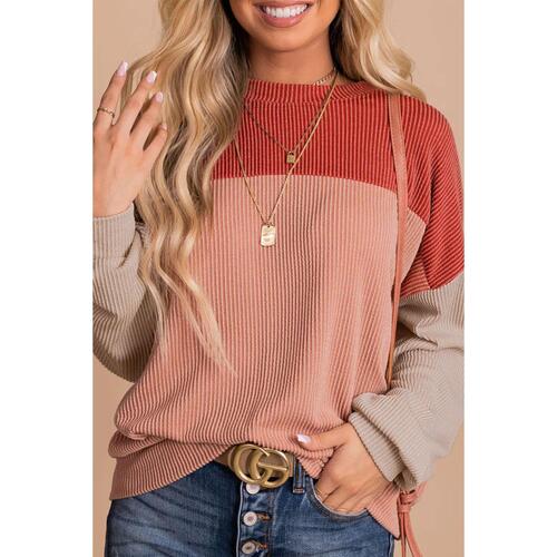 Azura Exchange Long Sleeve Ribbed Loose Top - M - Main Image