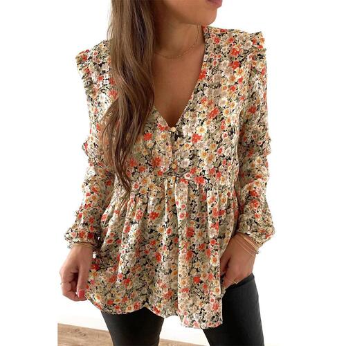 Azura Exchange Floral Ruffled Babydoll Blouse - XL - Main Image