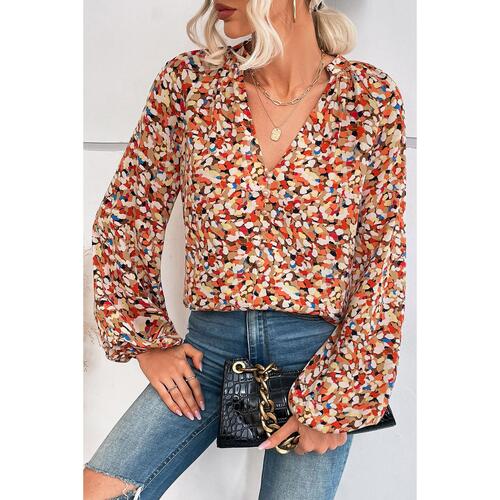 Azura Exchange Allover Print Bishop Sleeve Blouse - M - Main Image