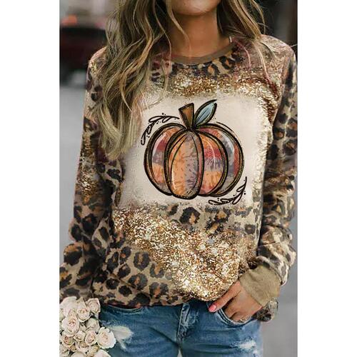 Azura Exchange Leopard Tie Dyed Graphic Long Sleeve Top - M - Main Image