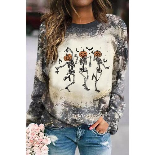 Azura Exchange Dancing Skeleton Tie Dye Long Sleeve Top - M - Main Image
