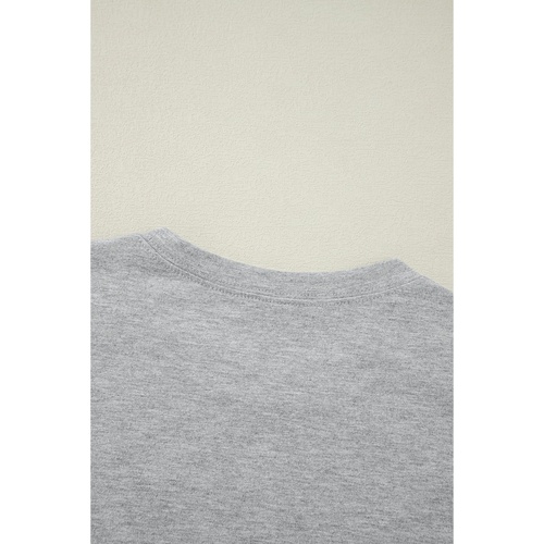 Gray Crew Neck Pleated Tank Top - L - Main Image