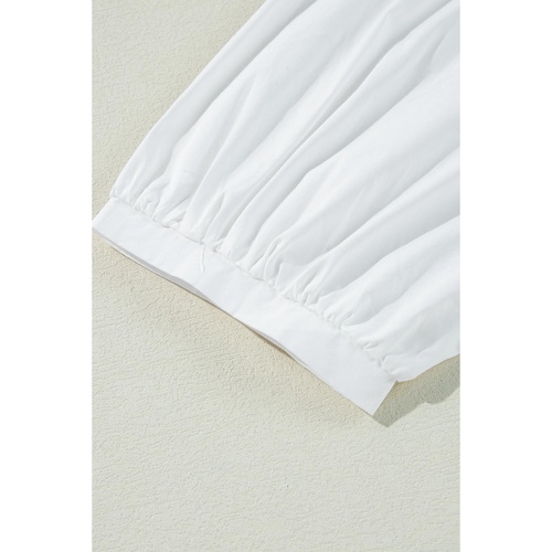 White Bow Knot Cutout Back Loose Fit 3/4 Sleeve Blouse - S - Main Image