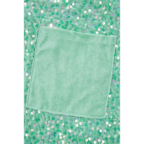 Moonlight Jade Sequin Batwing Sleeve V Neck Velvet Blouse - L - Main Image