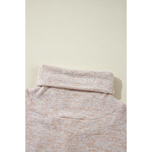 Apricot Drawstring Cowl High Neck Long Sleeve Split Top - M - Main Image