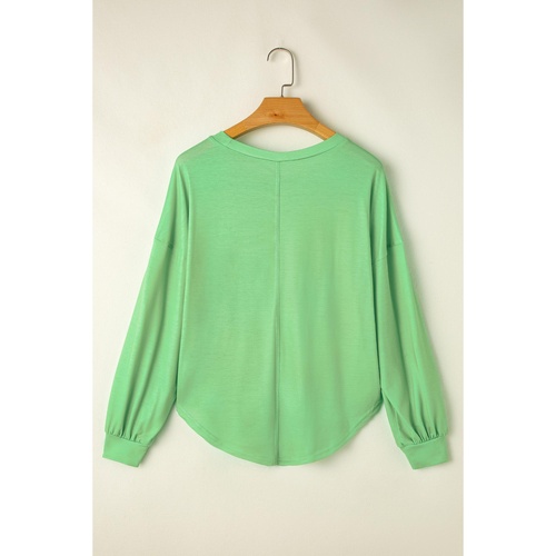 Blue Colorblock Striped Drop Shoulder Loose Top - S - Main Image